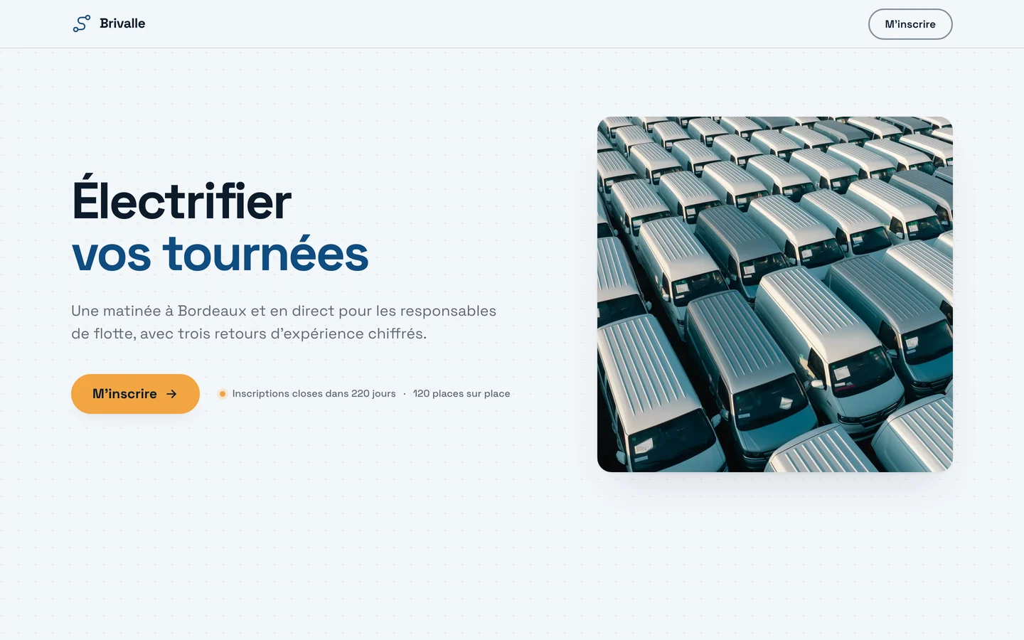 Event landing page for the fictional brand Brivalle